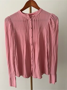 Boden Blush Pink Pintuck Button Front Blouse Size 4 100% Viscose